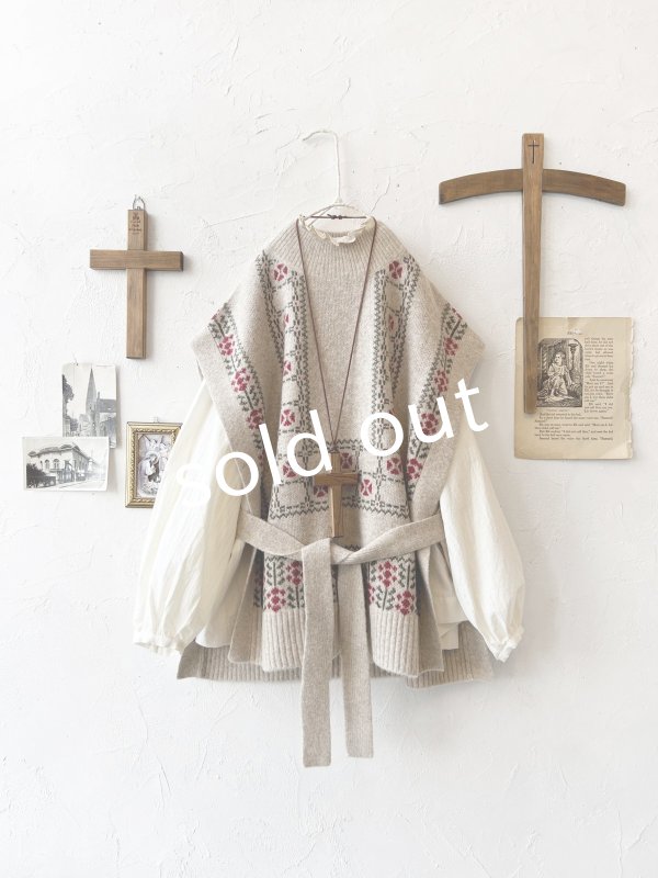 画像12: SO／チロリアンニットベスト・オートミール×カラー (12)