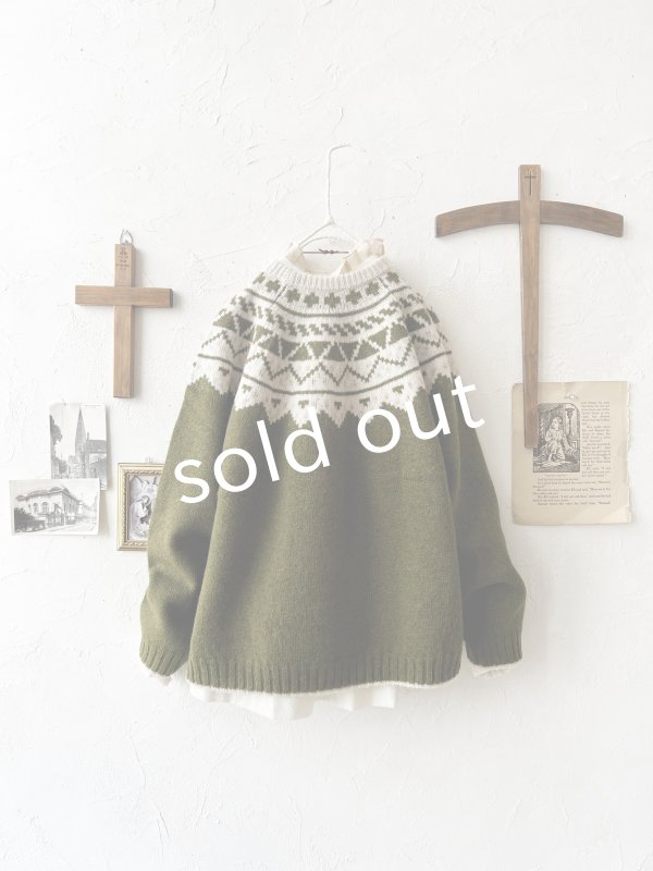 画像6: SO／ノルディックニットプルオーバー・モスグリーン (6)