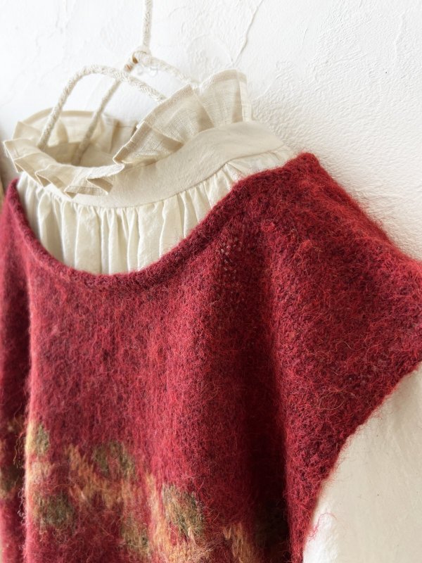 画像7: 【SALE】SO／モヘアノルディックベスト・レッド (7)