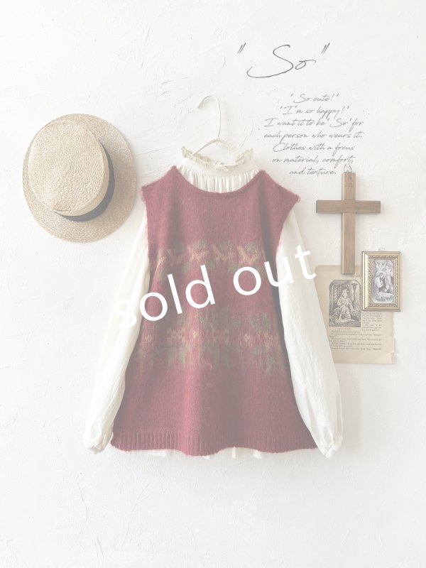 画像1: 【半額SALE】SO／モヘアノルディックベスト・レッド (1)