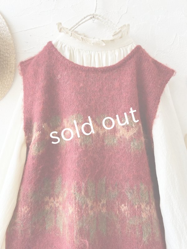 画像2: 【半額SALE】SO／モヘアノルディックベスト・レッド (2)