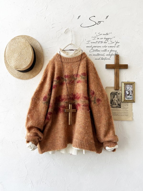 画像1: SO／モヘアノルディックプルオーバー・オレンジ (1)