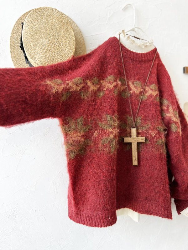 画像6: SO／モヘアノルディックプルオーバー・レッド (6)