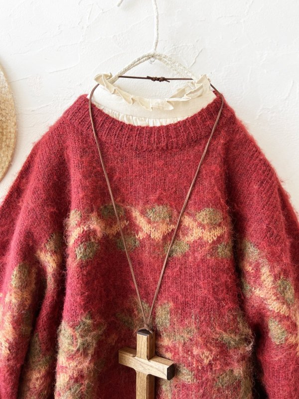 画像2: SO／モヘアノルディックプルオーバー・レッド (2)