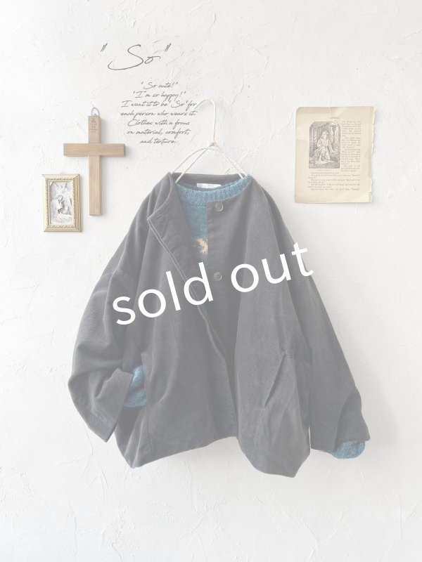 画像1: SO／綾コーデュロイコクーンジャケット・チャコール (1)