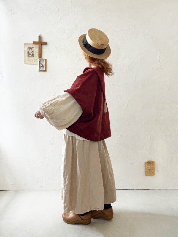 画像17: MARCHE' DE SOEUR／セーラ襟のタッセルちびジャケット・レッドブラウンチェック (17)