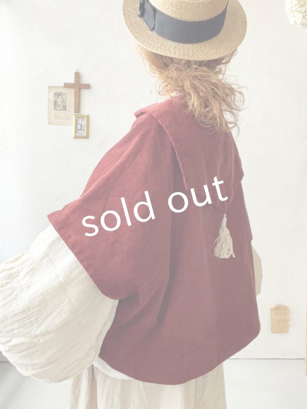 画像8: MARCHE' DE SOEUR／セーラ襟のタッセルちびコート・クラシカルレッド (8)