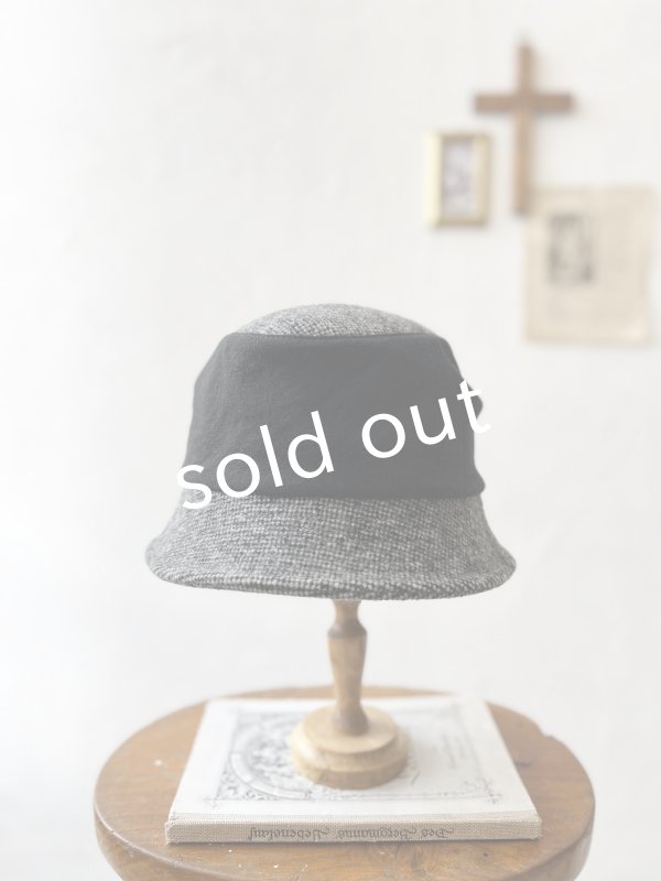 画像4: 羊帽子店／12-1bk クラシカルツイードの冬のダブルハット・杢ブラック×ブラック (4)