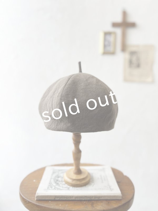 画像3: 羊帽子店／12-7 ベルギーリネンのほっこりベレー帽・モカ (3)