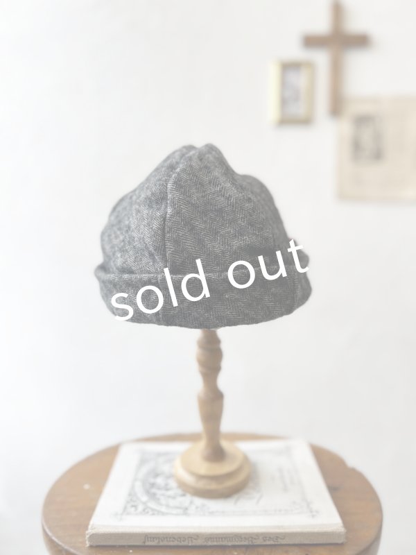 画像4: 羊帽子店／12-4 シェットランドウールリネンの冬のヘミング・杢ブラック (4)