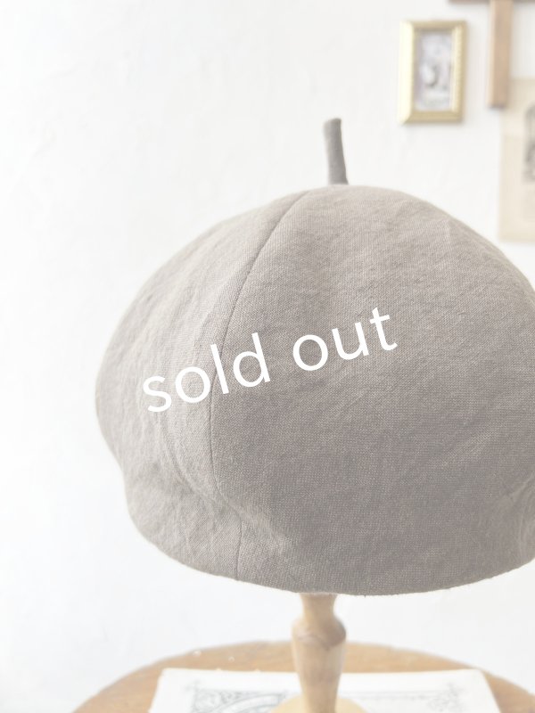 画像4: 羊帽子店／12-7 ベルギーリネンのほっこりベレー帽・モカ (4)
