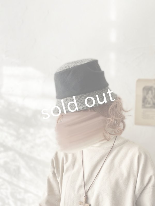 画像10: 羊帽子店／12-1bk クラシカルツイードの冬のダブルハット・杢ブラック×ブラック (10)