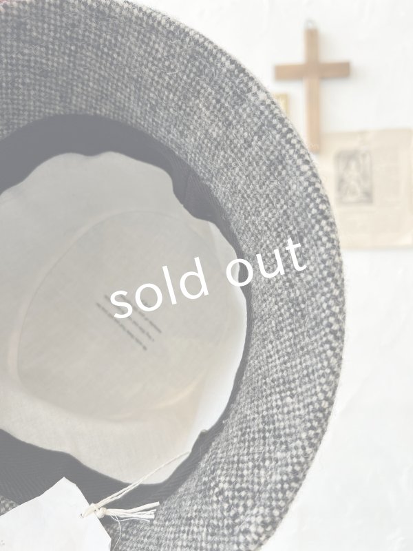 画像8: 羊帽子店／12-1bk クラシカルツイードの冬のダブルハット・杢ブラック×ブラック (8)