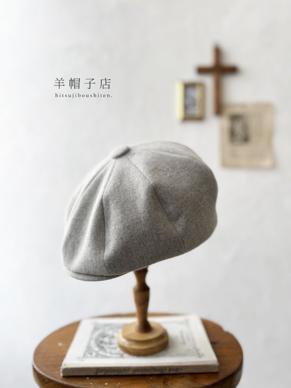 画像1: 羊帽子店／12-3 冬のヘリンボーンキャスケット・杢ライトグレー (1)