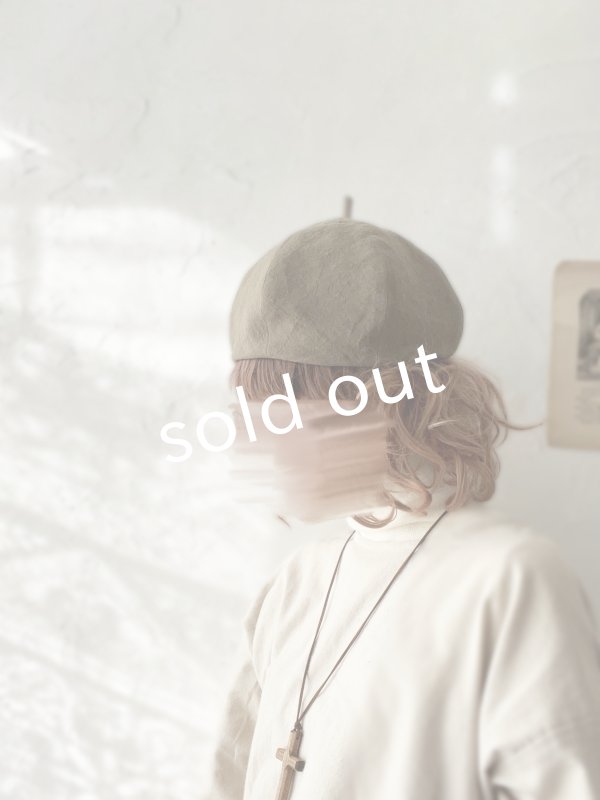 画像9: 羊帽子店／12-7 ベルギーリネンのほっこりベレー帽・モカ (9)