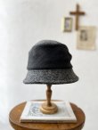 画像4: 羊帽子店／12-1gr クラシカルツイードの冬のダブルハット・杢ブラック×チャコール (4)