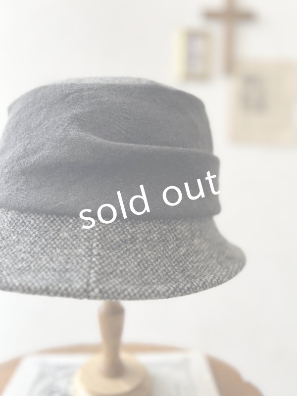 画像3: 羊帽子店／12-1gr クラシカルツイードの冬のダブルハット・杢ブラック×チャコール (3)