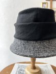 画像7: 羊帽子店／12-1bk クラシカルツイードの冬のダブルハット・杢ブラック×ブラック (7)