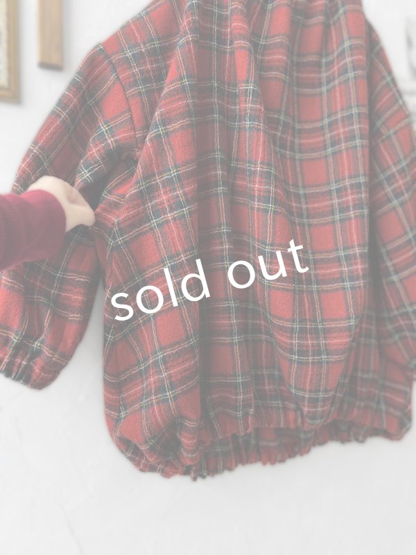 画像5: MARCHE' DE SOEUR／ウールガーゼのバルーンチュニック・赤チェック (5)