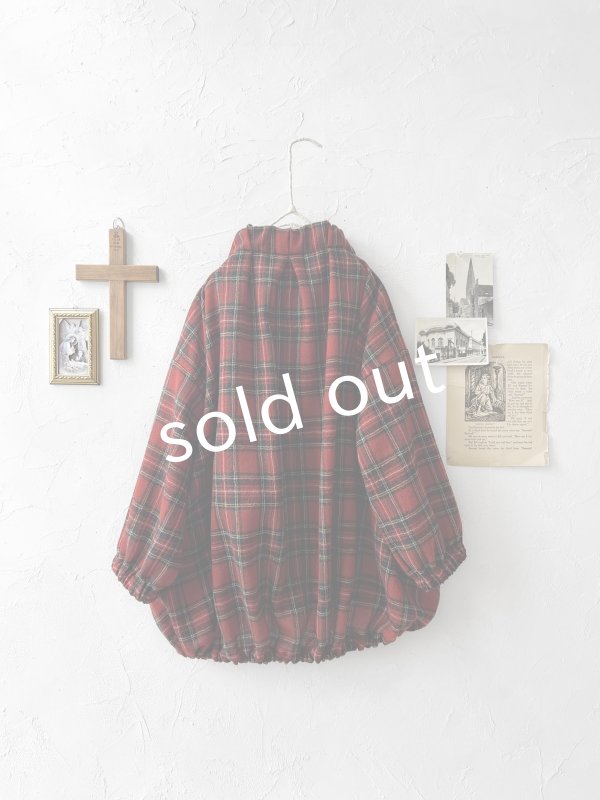画像10: MARCHE' DE SOEUR／ウールガーゼのバルーンチュニック・赤チェック (10)