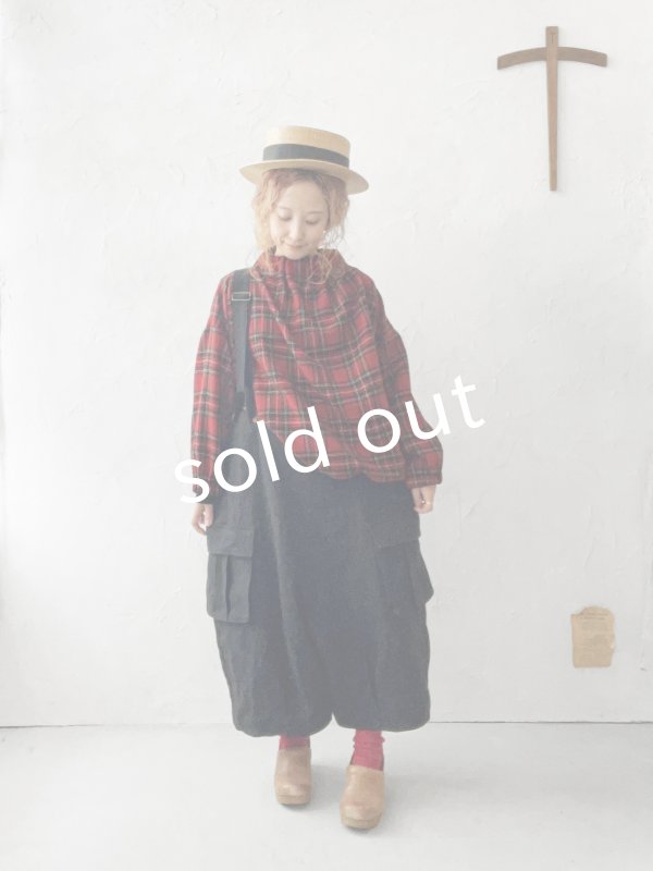 画像14: MARCHE' DE SOEUR／ウールガーゼのバルーンチュニック・赤チェック (14)