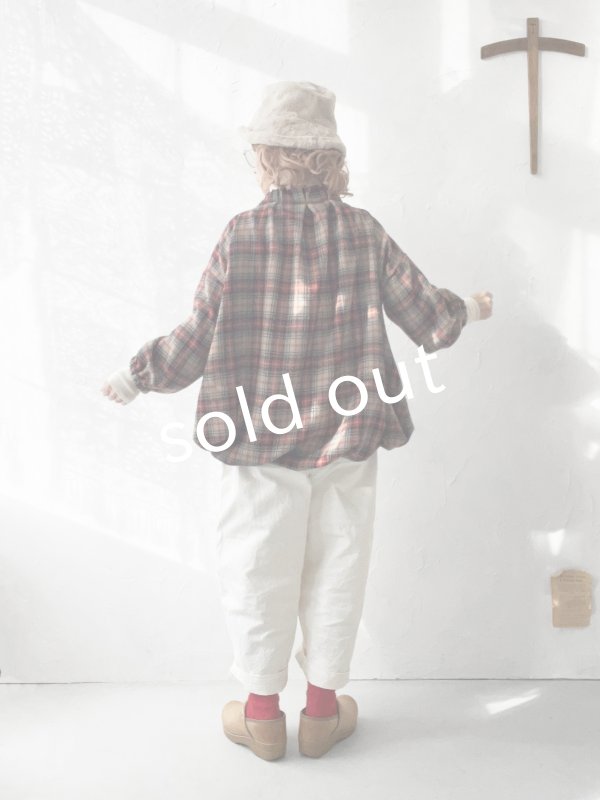 画像20: MARCHE' DE SOEUR／ウールガーゼのバルーンチュニック・赤チェック (20)