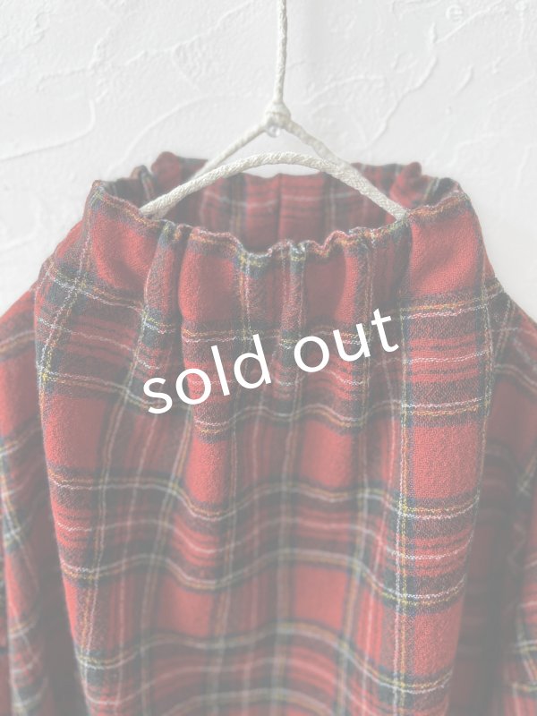 画像2: MARCHE' DE SOEUR／ウールガーゼのバルーンチュニック・赤チェック (2)