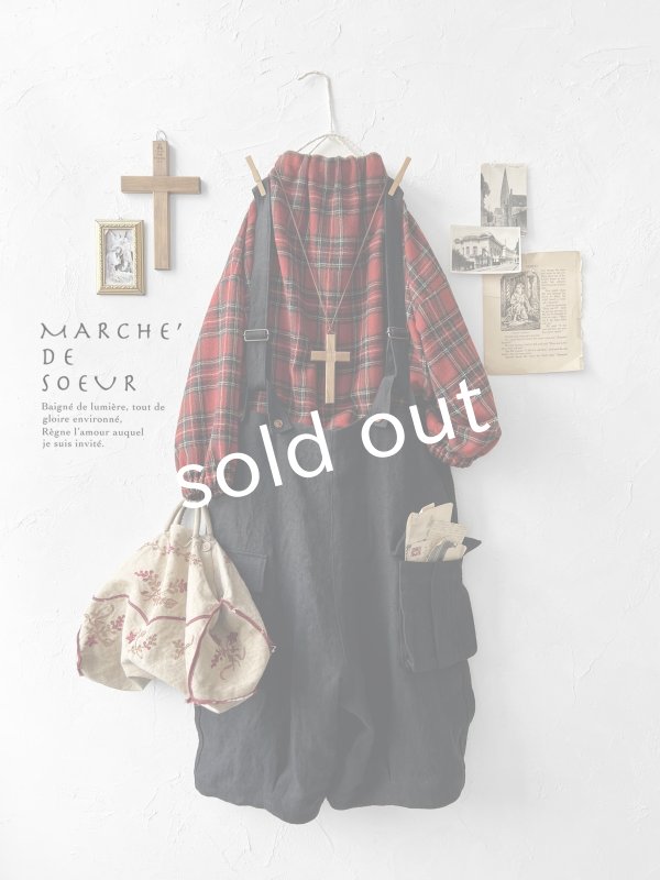 画像12: MARCHE' DE SOEUR／ウールガーゼのバルーンチュニック・赤チェック (12)