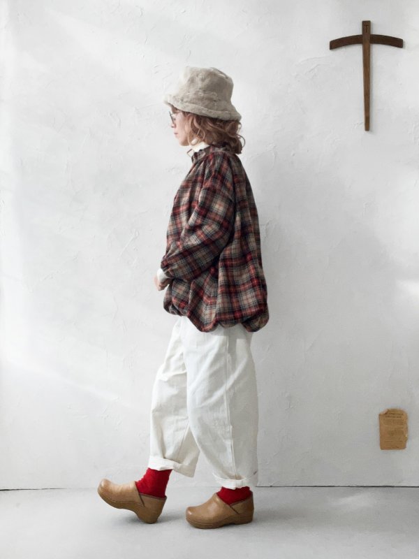 画像16: MARCHE' DE SOEUR／ウールガーゼのバルーンチュニック・ベージュチェック (16)