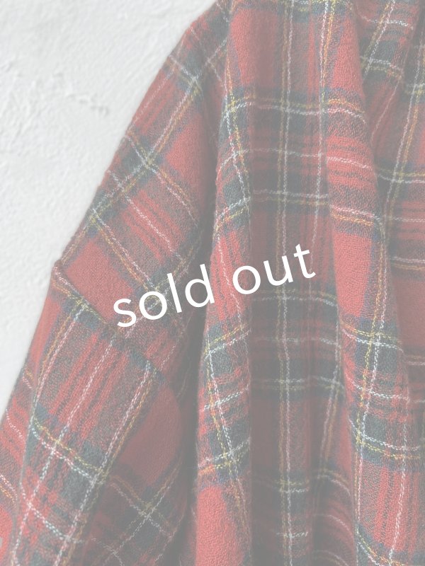 画像6: MARCHE' DE SOEUR／ウールガーゼのバルーンチュニック・赤チェック (6)