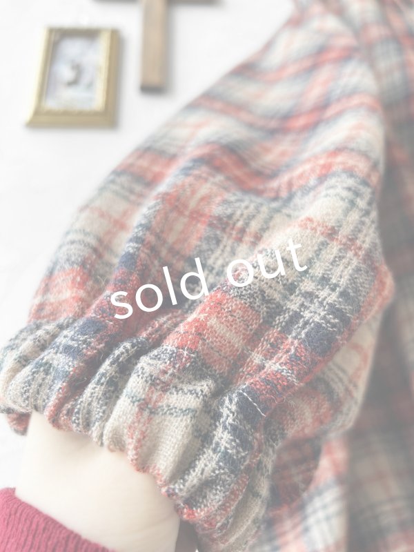 画像5: MARCHE' DE SOEUR／ウールガーゼのバルーンチュニック・ベージュチェック (5)