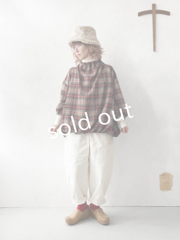 画像18: MARCHE' DE SOEUR／ウールガーゼのバルーンチュニック・赤チェック (18)