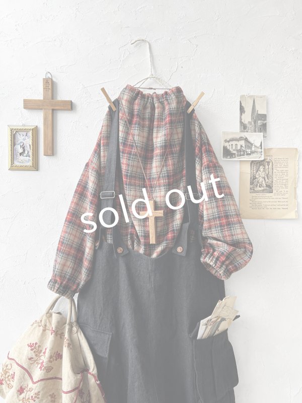 画像11: MARCHE' DE SOEUR／ウールガーゼのバルーンチュニック・ベージュチェック (11)