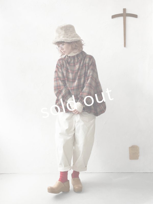 画像17: MARCHE' DE SOEUR／ウールガーゼのバルーンチュニック・赤チェック (17)