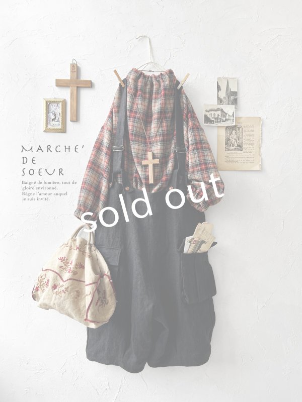 画像10: MARCHE' DE SOEUR／ウールガーゼのバルーンチュニック・ベージュチェック (10)