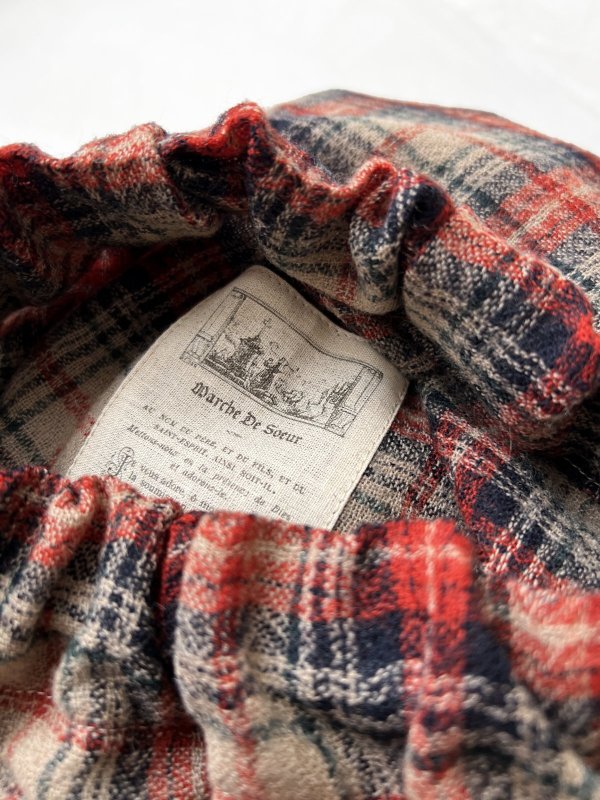 画像3: MARCHE' DE SOEUR／ウールガーゼのバルーンチュニック・ベージュチェック (3)