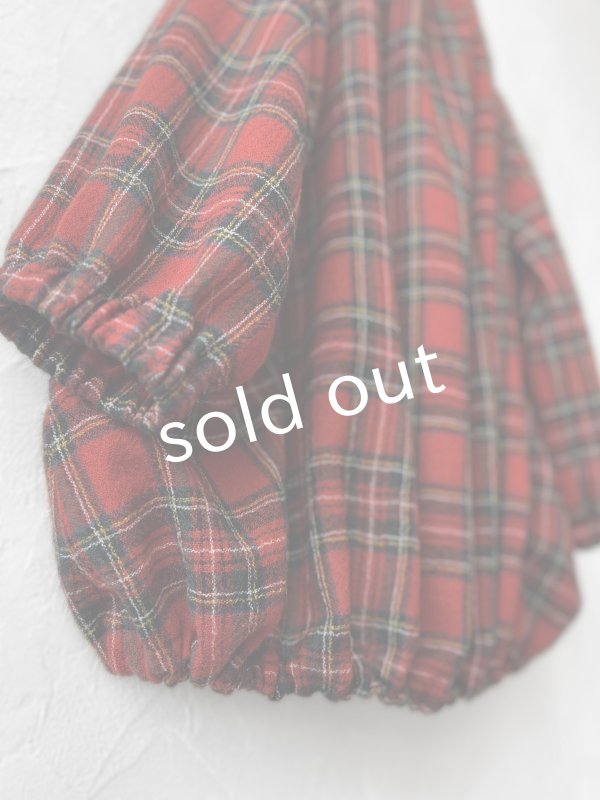 画像11: MARCHE' DE SOEUR／ウールガーゼのバルーンチュニック・赤チェック (11)