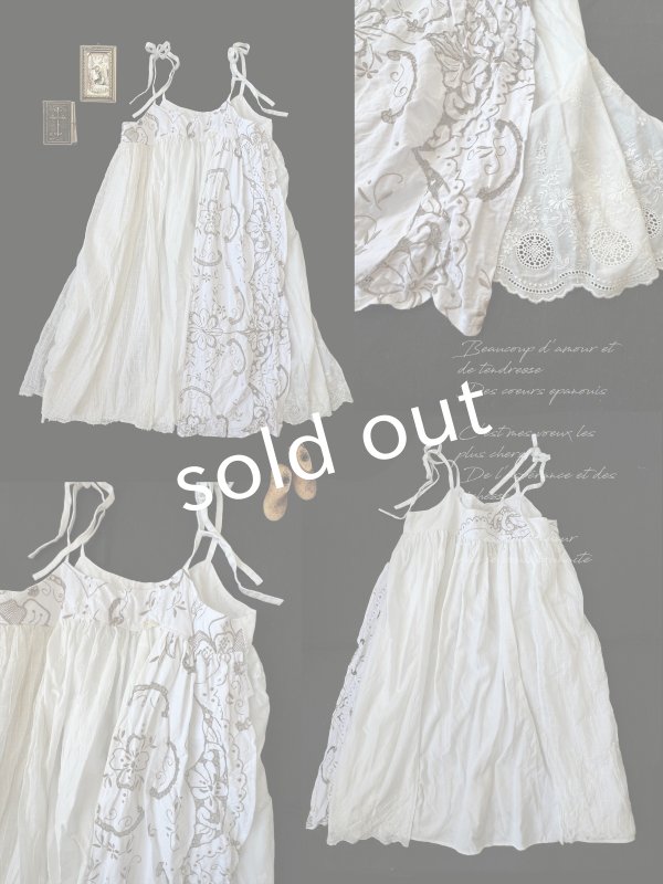 画像2: 【ノエルの贈り物】マディラ刺繍のキャミワンピース・A【1】 (2)