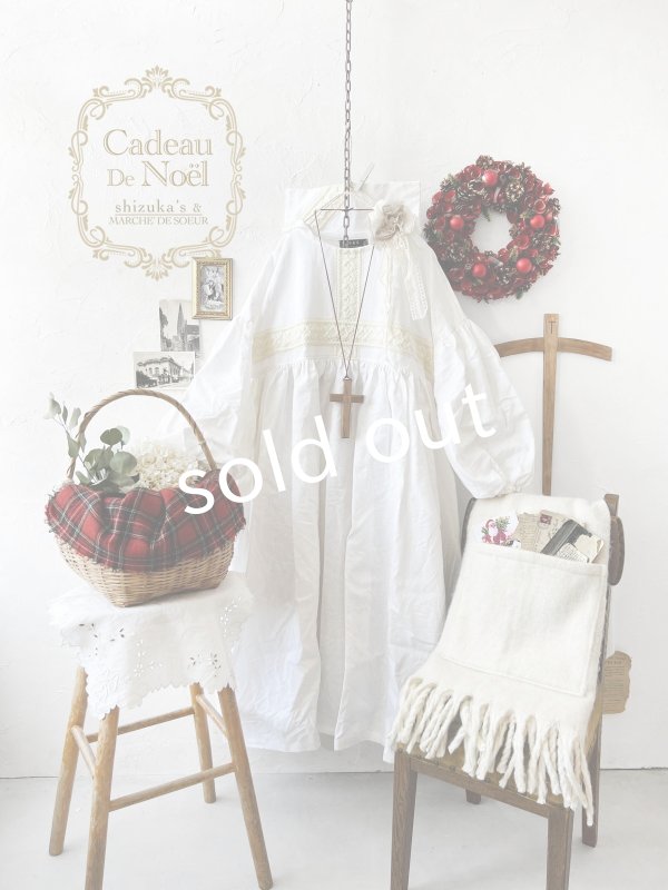 画像1: 【ノエルの贈り物】ホワイトリネンレースワンピース・B【16】 (1)