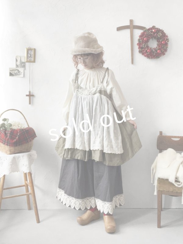 画像4: 【ノエルの贈り物】リネンキャミのレースチュニック・カーキ【4】 (4)