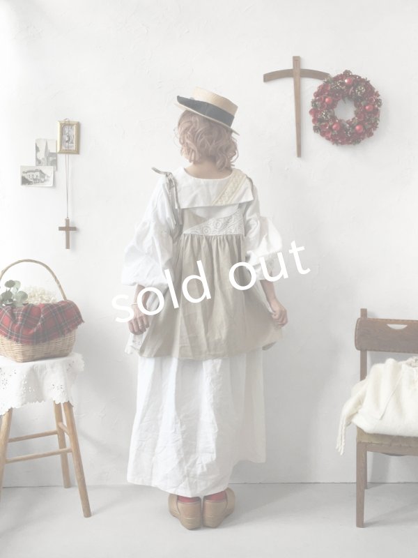 画像6: 【ノエルの贈り物】リネンキャミのレースチュニック・アッシュベージュ【8】 (6)