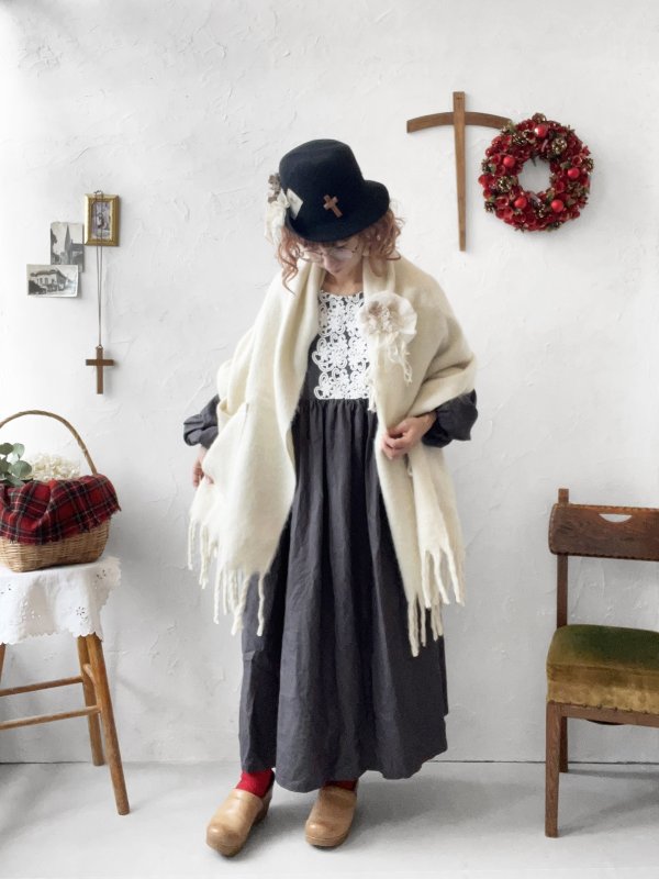 画像6: 【ノエルの贈り物】セーラー襟のレースワンピース・ダークグレー【20】 (6)