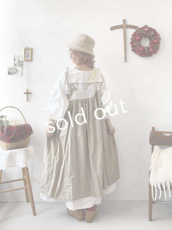 画像5: 【ノエルの贈り物】リネンキャミのレースワンピース・アッシュベージュ【11】 (5)