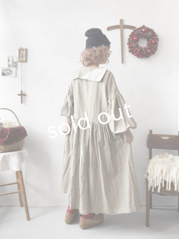 画像5: 【ノエルの贈り物】セーラー襟のレースワンピース・アッシュベージュ【18】 (5)