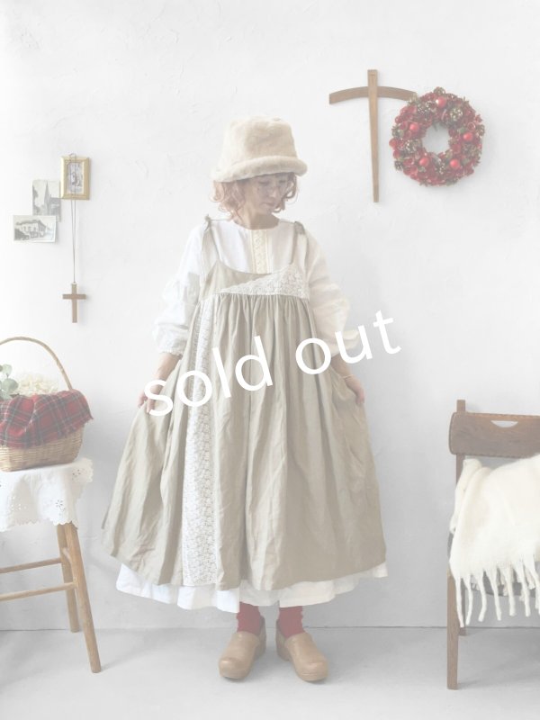 画像4: 【ノエルの贈り物】リネンキャミのレースワンピース・アッシュベージュ【11】 (4)