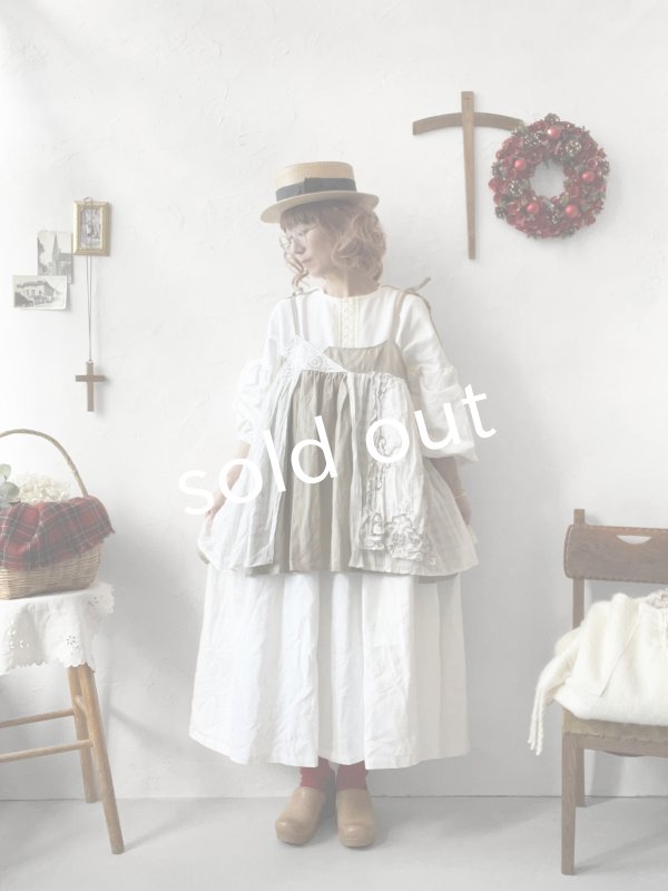 画像4: 【ノエルの贈り物】リネンキャミのレースチュニック・アッシュベージュ【8】 (4)