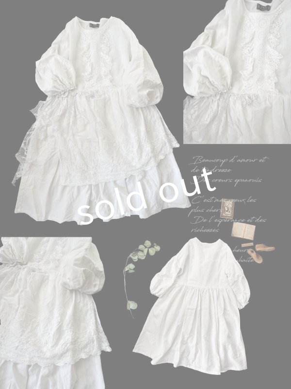 画像3: 【ノエルの贈り物】ホワイトリネンレースワンピース・D【25】 (3)