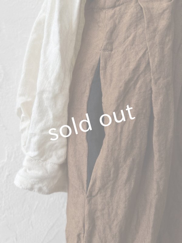 画像6: MARCHE' DE SOEUR／リネンのベストワンピース・黒×アンティークブラウン (6)