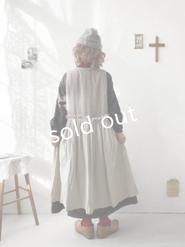 画像15: MARCHE' DE SOEUR／ウールツイードのベストワンピース・ベージュ×生成り (15)