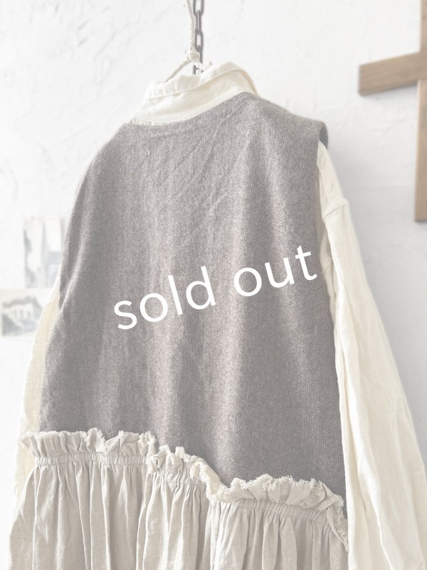 画像7: MARCHE' DE SOEUR／ウールツイードのベストワンピース・モカ×生成り (7)